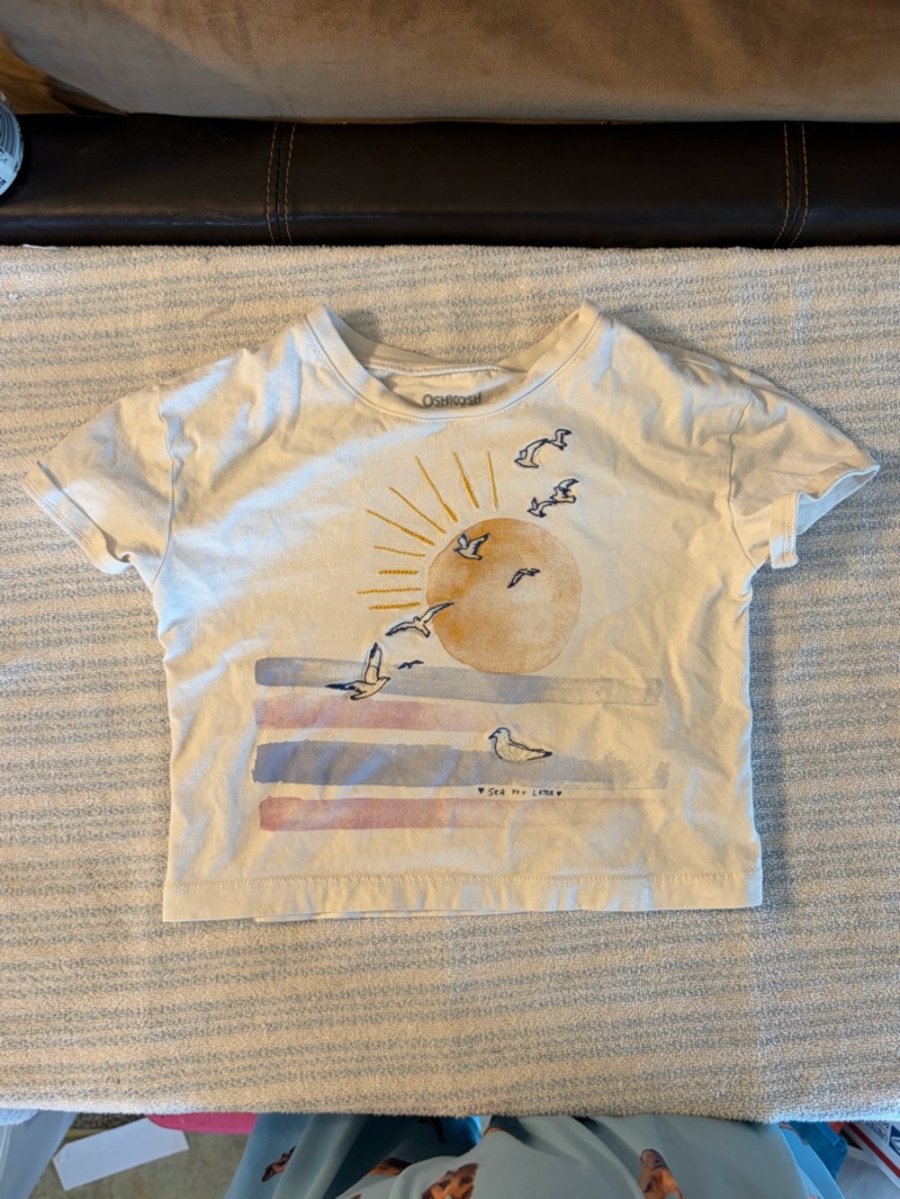 OshKosh B'gosh White Cropped Kids Sun & Seagulls Graphic Tee